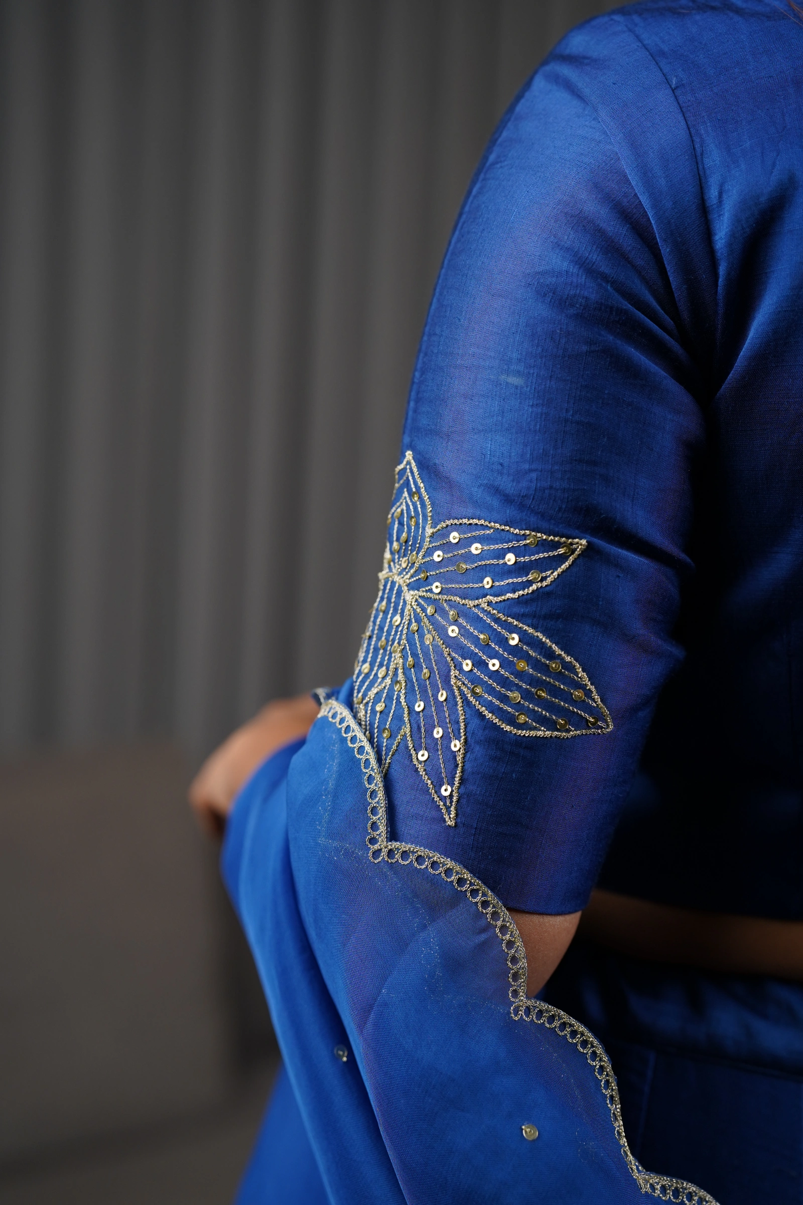 Royal Blue Chaniya Choli with Embroidered Dupatta - Image 4