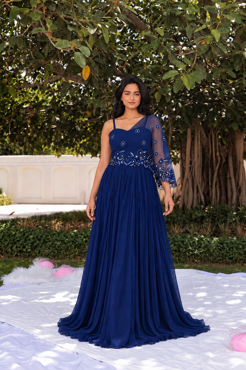 Royal Blue Draped Gown